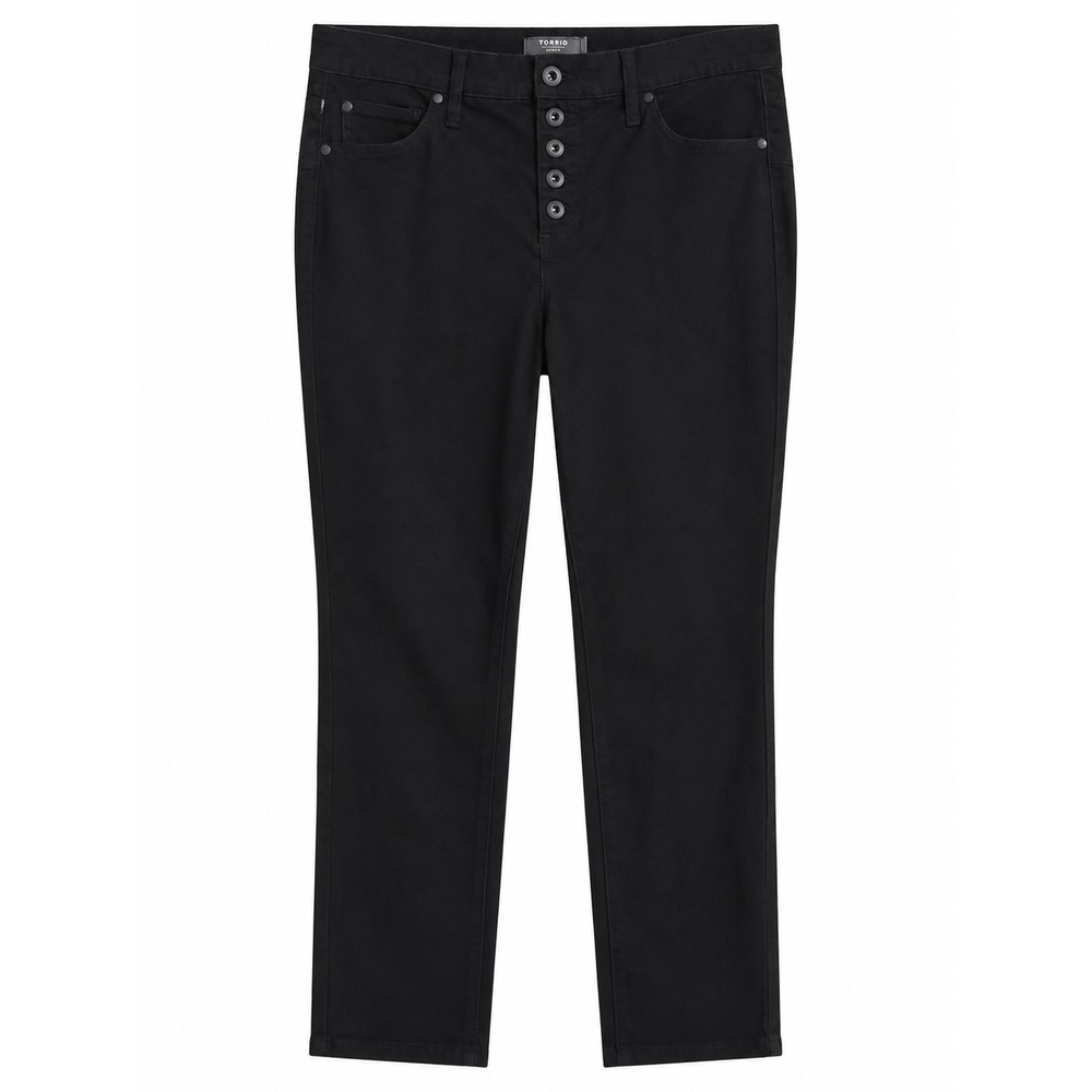 NWT Torrid Bombshell Skinny Jeans 16 XS Jet Black High Rise Button Front